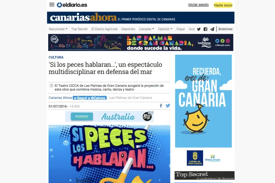 «Si los peces hablaran…», un espectáculo multidisciplinar en defensa del mar. El Diario
