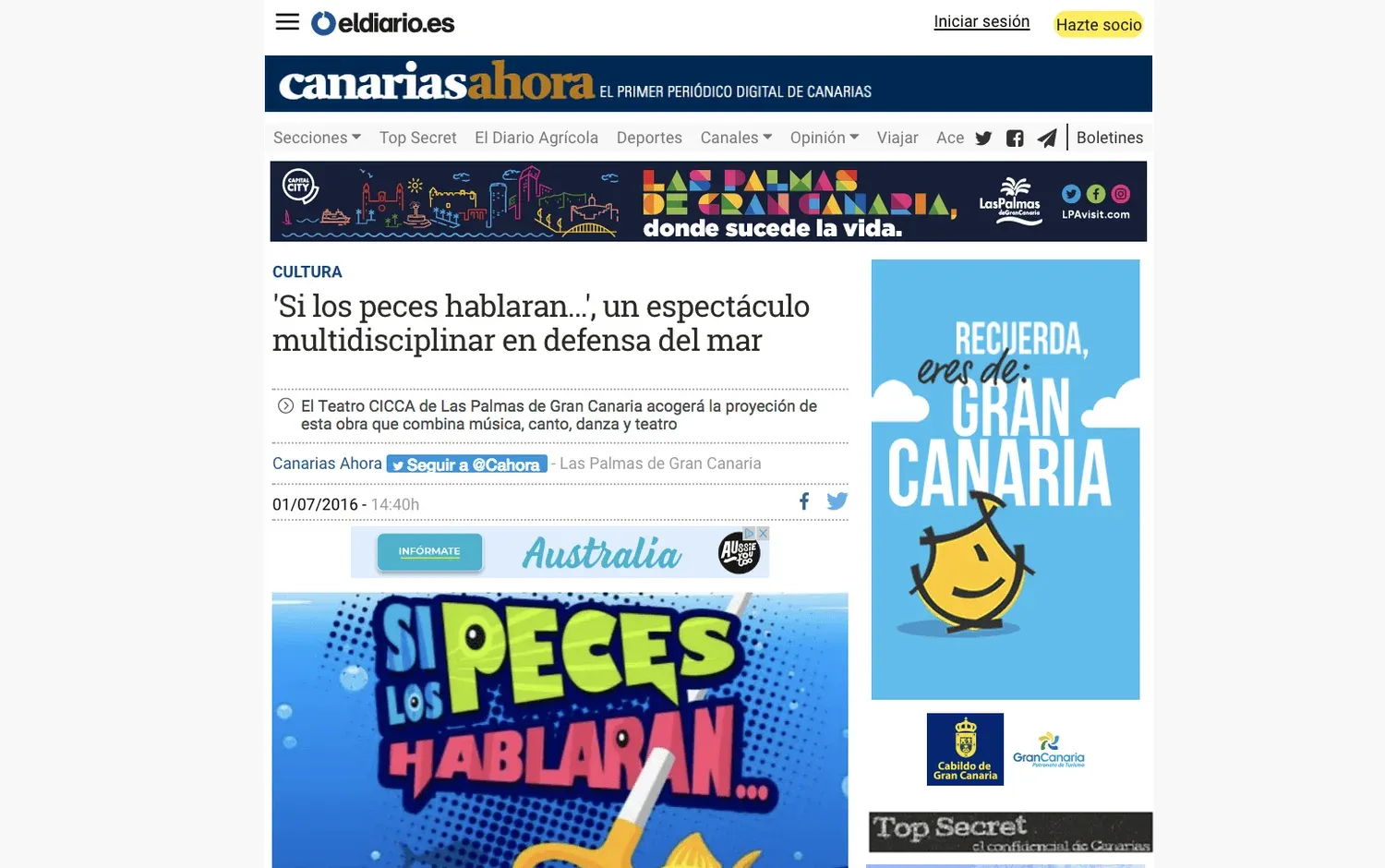 «Si los peces hablaran…», un espectáculo multidisciplinar en defensa del mar. El Diario